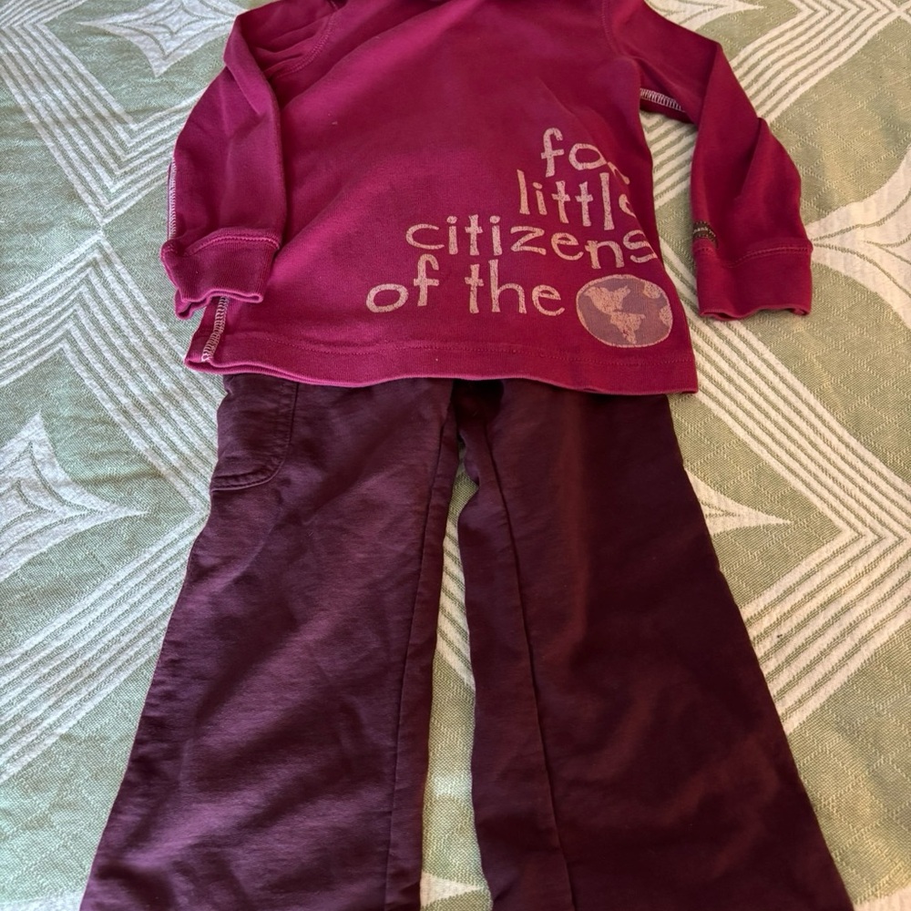Burgundy Graphic Long Sleeve Shirt and Pants Set
